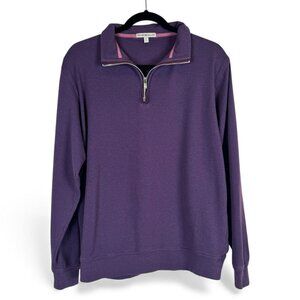 Peter Millar Cotton Quarter Zip Sweater Heather Purple Mens Size M